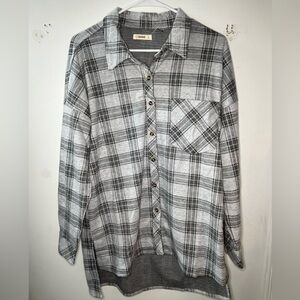 Grey Plaid button up Flannel